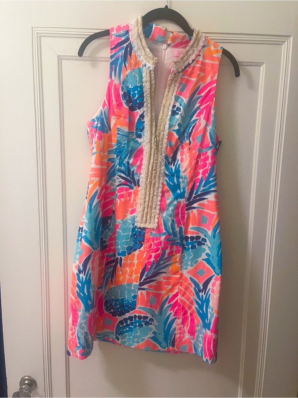 Lilly Pulitzer Pink, Orange, Blue Abstract Print Dress (Size 8)